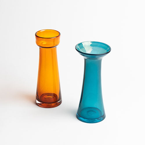 Mouth Blown Bulb Vase Gift Set, Amber & Aquamarine
